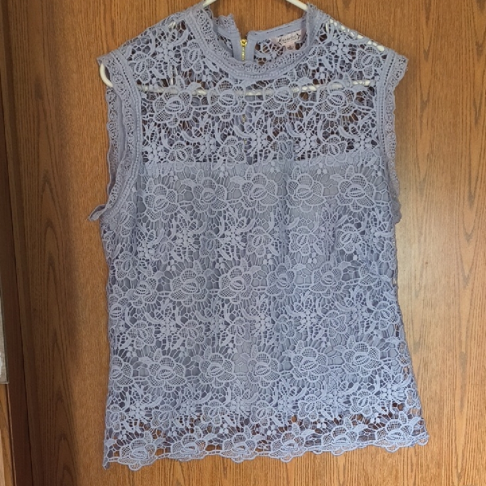 Nanette Lepore Lace Blouse - Soft Blue/Lavender